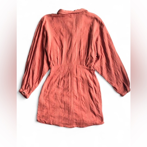 Free People Batwing Shirt Dress Tangerine Boho Mini 90% Cotton Women’s Sz XS - Picture 3 of 13